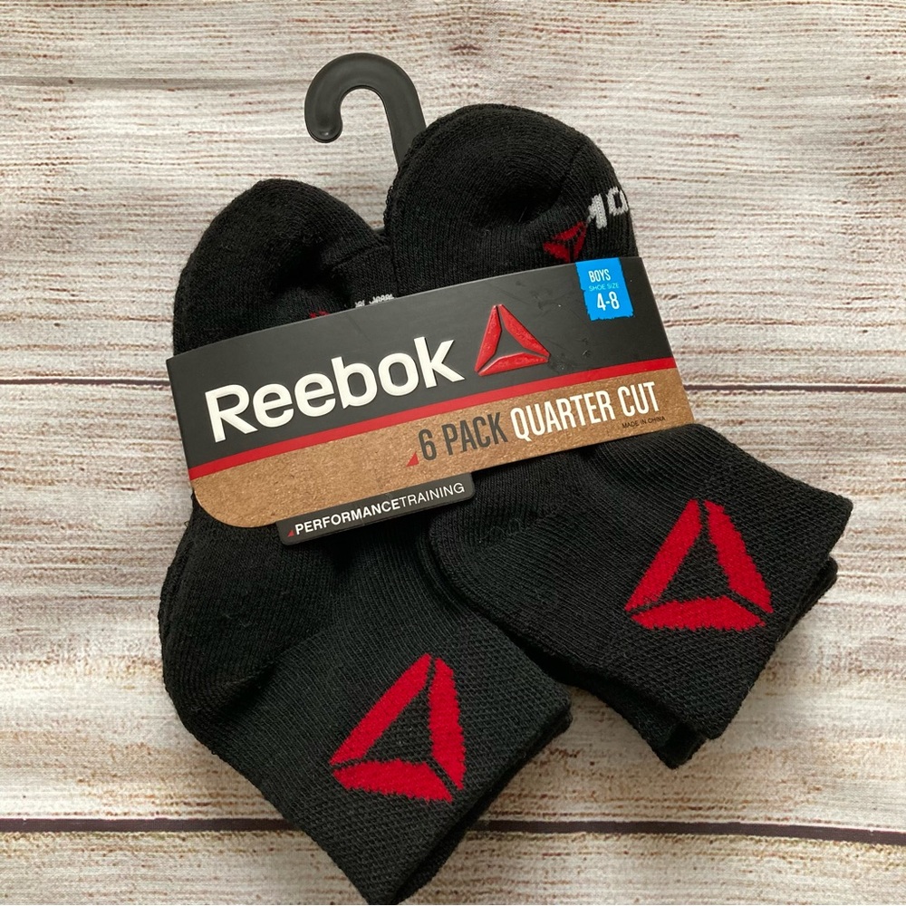 Reebok 6-Pack Quarter Cut Ankle Socks NWT Boys 4-8 Shoe Size | 5-6.5 Sock Size